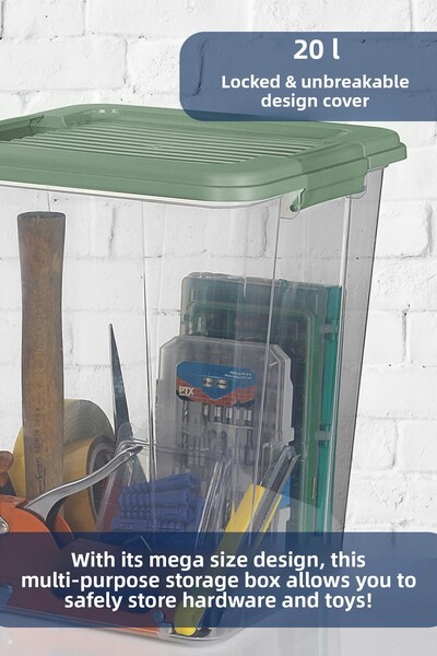 MOİ 2-Pack Megabox 20L Storage Container - Multi-Purpose Organizer with Locking Lid Pantry Storage Toy Box