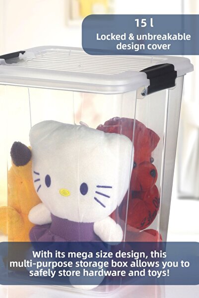 MOİ 2-Pack Megabox 15L Storage Container - Multi-Purpose Organizer with Locking Lid Pantry Storage Storage Box