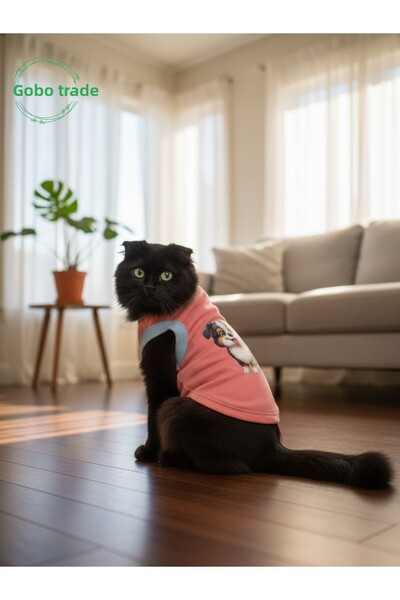 Gobo Candy Pink Color Cat and Dog Outfit Dress Black Dog Printed Large/L/Size 3
