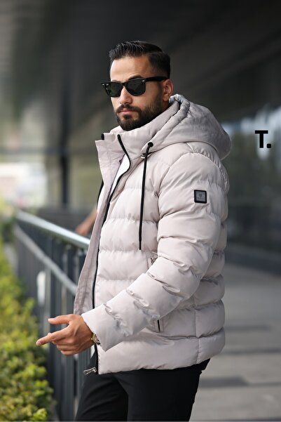 WinnerMan Removable Hooded Water Repellent Fur Lined Winter Beige Coat 222