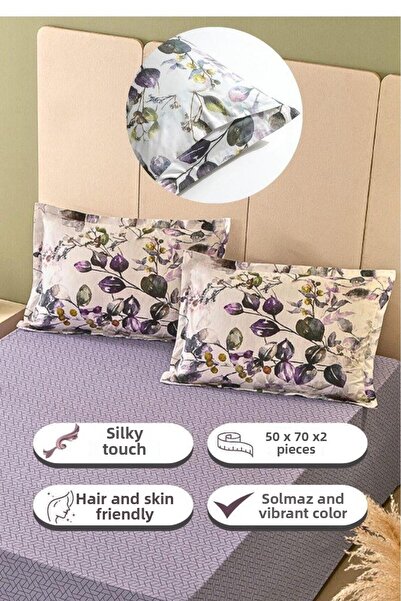 Karna Home مجموعة أغطية وسائد لاڤيلا مكونة من قطعتين - باب زهري يفتح أثناء ال...