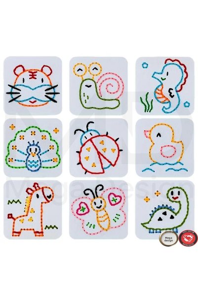 Mega Design 9Pcs Cute Animal Figure Craft Set Children's Intelligence, Imagination and Hand Skills Developer