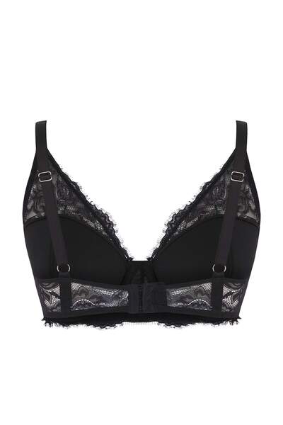 Trendyol Curve Czarny biustonosz z koronką i stałą wyściółką z pianki, rozmiar duży TBBAW26CW00000