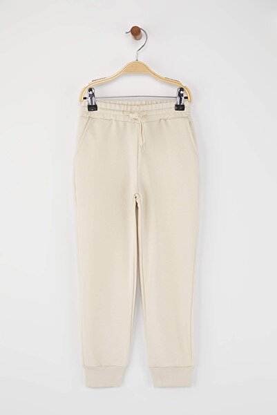 TRENDYOLKIDS Beige-Anthracite-Khaki 3-Piece Elastic Waist Jogger Plain/Basic Boys' Sweatpants Tkdaw25Ea00000