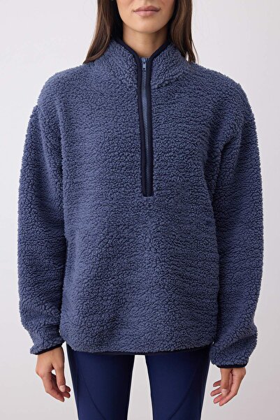 Trendyol Collection Indigo plüss kötött sport pulóver THMAW23SW00021