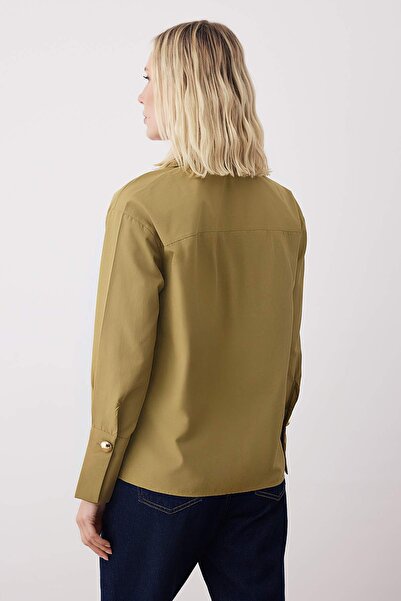 Trendyol Collection Khaki Gold Buckle Detailed Shirt Twoaw26Go00061