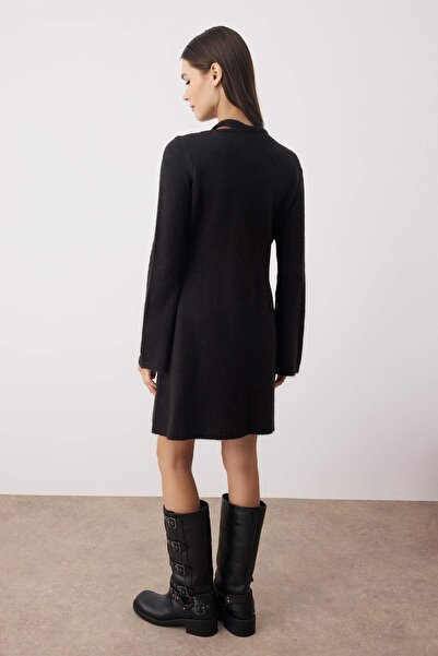 Trendyol Collection Black A-Line Mini Knitwear Wool Basic Dress Twoaw26El00028