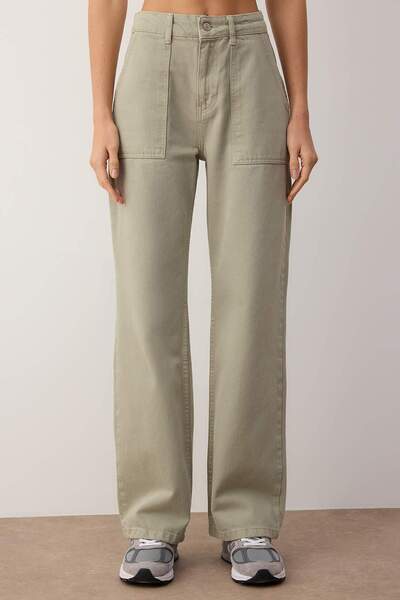 Trendyol Collection Džíny se širokými nohavicemi s vysokým pasem a detailem kamenné kapsy TWOAW22JE0595