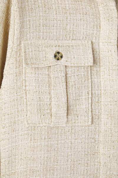 Trendyol Curve Ecru Plus Size Glitter Tweed Woven Jacket Tbbaw26Ag00016