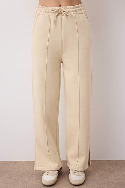 Trendyol Collection Stone Crew Neck Oversize/Wide Cut Top Wide Leg Bottom Knitted Bottom - Top Set Twoaw26Au00080