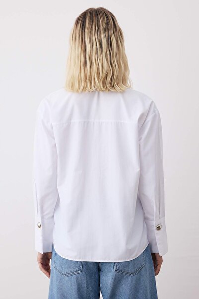 Trendyol Collection White Silver Buckle Detailed Shirt Twoaw26Go00061