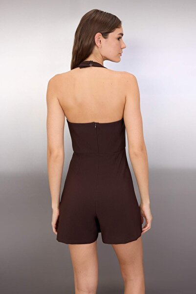 Trendyol Collection Tmavě hnědá sukně Look Woven Overal TWOSS25TU00071