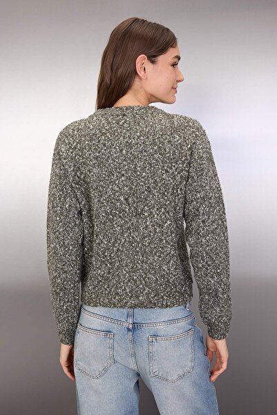 Trendyol Collection Khaki Boucle Yarn Knitwear Cardigan Twoaw26Hi00199