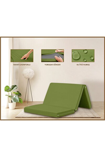 Evim Canvas Green Zippered Foldable Floor Bed Floor Mat 70X180X6Cm