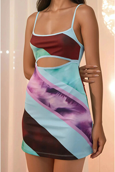 Hiccup Colorful Mini Dress with Window Detail