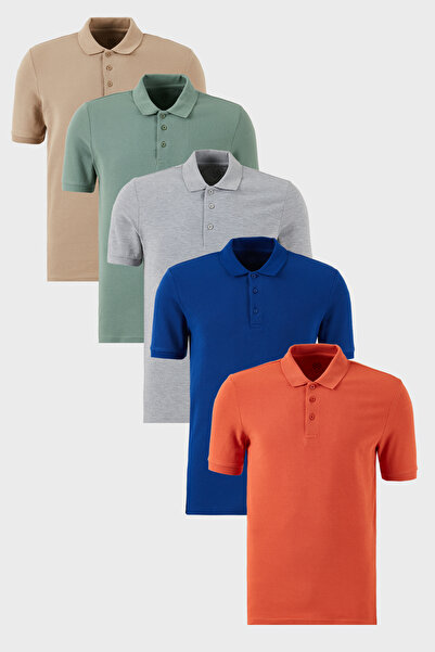 Buratti Мъжка тениска с поло яка и поло яка с копчета, памучна, стандартна кр...