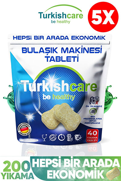 Turkishcare 5 عبوات من منظفات الأطباق الاقتصادية الممتازة 200 قطعة