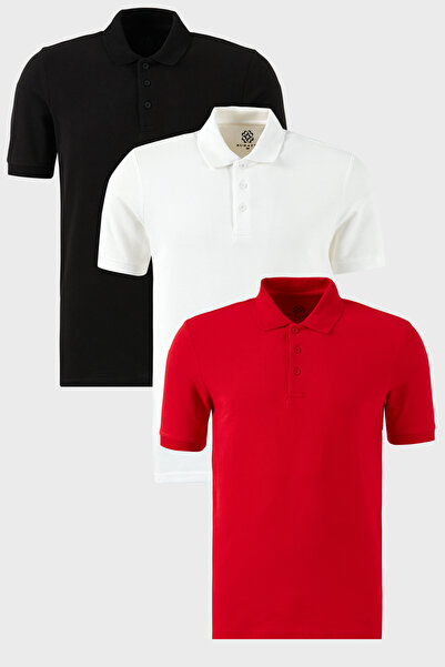 Buratti Βαμβακερό κανονικό κουμπιά γιακά πόλο 3 πακέτο μπλουζάκια ανδρικό μπλ...