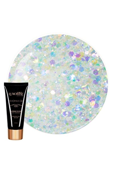 LUXORISE Полигел REVOMAX GEL LUXORISE Лайм с брокат, 15 мл