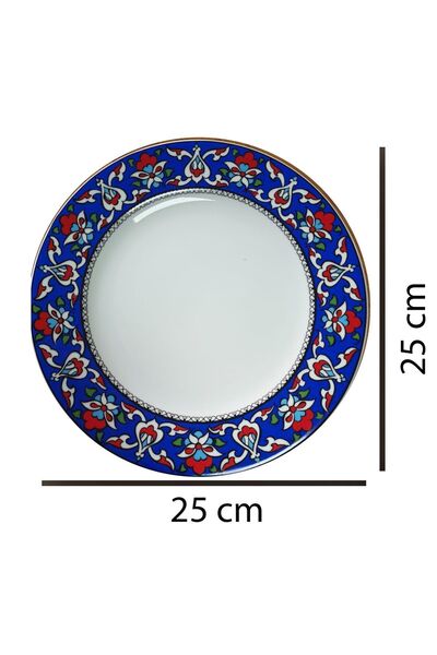 Armada Çini PRT 123 25 cm iznik mavi çiçek desenli porselen Kaligrafi çini tabak