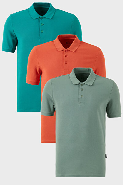 Buratti Tricouri din bumbac, cu formă regulată, cu nasturi, cu gât polo, pach...