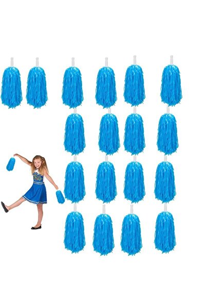 partidolu 10 Çift( 20 Adet )Mat Bebek Mavisi Renkte 23 Nisan Gösteri Ponponu