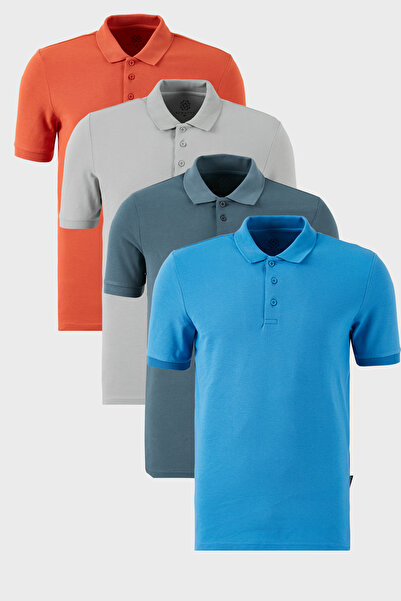 Buratti Βαμβακερό κανονικό κουμπιά γιακά πόλο 4 πακέτο Μπλουζάκια Ανδρικό T S...