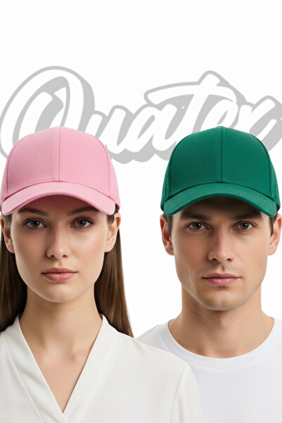 QUATEX Basic Hat 2 Pack – Green - Pink 100% Cotton Gabardine Unisex Model