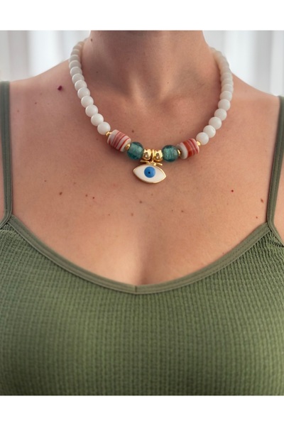 Brillo El Yapımı Bodrum Cam Boncuk Göz Detaylı Kolye