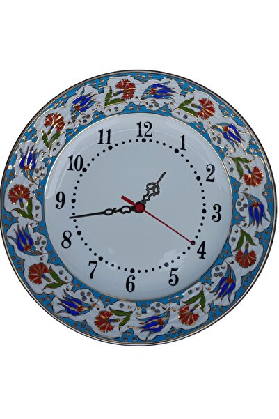 Armada Çini ساعة أرمادا 64 مقاس 25 سم باللون الأزرق الذهبي المذهّب بنمط القرن...