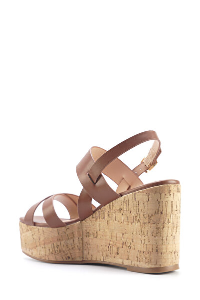 Nine West Monsa 5Fx Brown Women's Wedge Heel Sandals