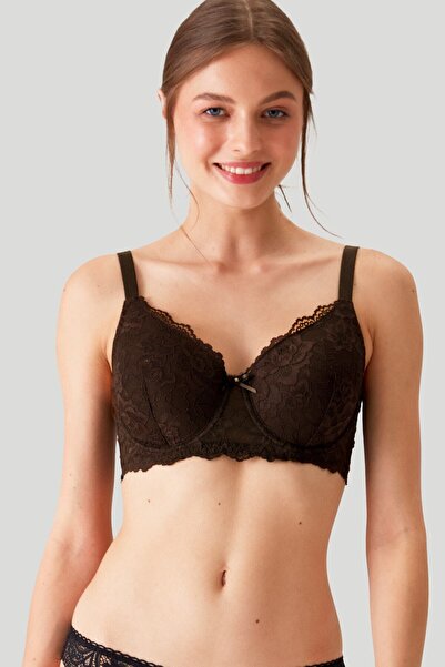 Pierre Cardin 2'li Ekonomik Paket Nude-kahve 6224 Barcelona Toparlayıcı Dantel Sütyen Set D Cup Seçeneğiyle