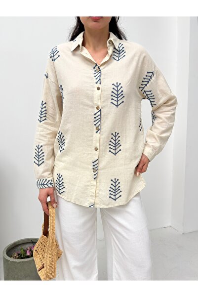 POP STORY Jacquard Katen Textured Women's Shirt