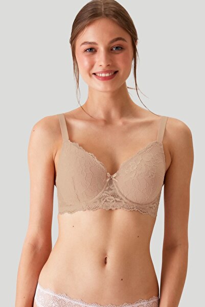 Pierre Cardin 2'li Ekonomik Paket Nude-kahve 6224 Barcelona Toparlayıcı Dantel Sütyen Set D Cup Seçeneğiyle