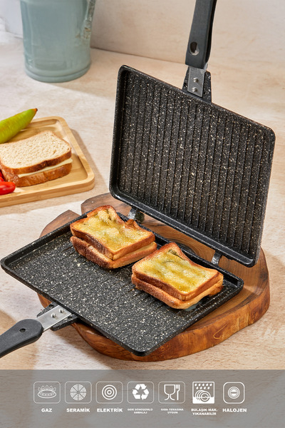 PoloChef Döküm Granit Ocak Üstü El Tost Makinası