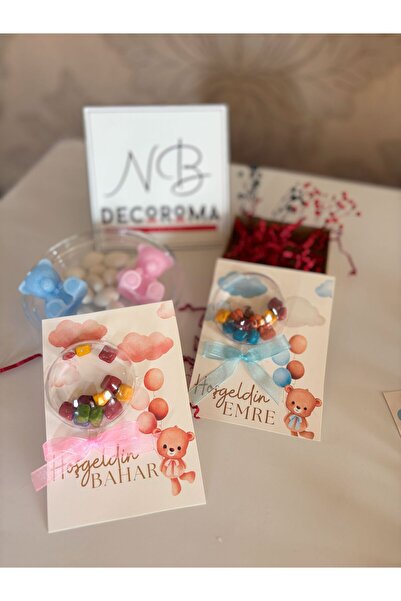 Nb Decoroma Kişiye Özel Hoşgeldin Bebek Hediyelik Küre 10 ADET– Ayıcık Karton...