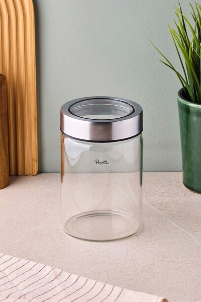 Perotti Cassetto 900 ml Stainless Steel Borosilicate Glass Jar with Lid 10X15 cm