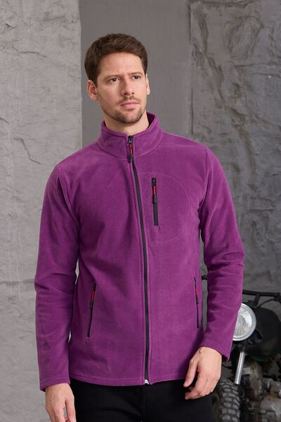 COMBİNE MİCHAİL Jachetă pentru bărbați din fleece cu fermoar gros - țesătură din bumbac MOV