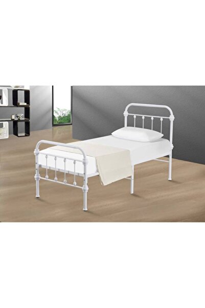 Al Saada Home Metal Bed Frame - 90 X 190 cm - White