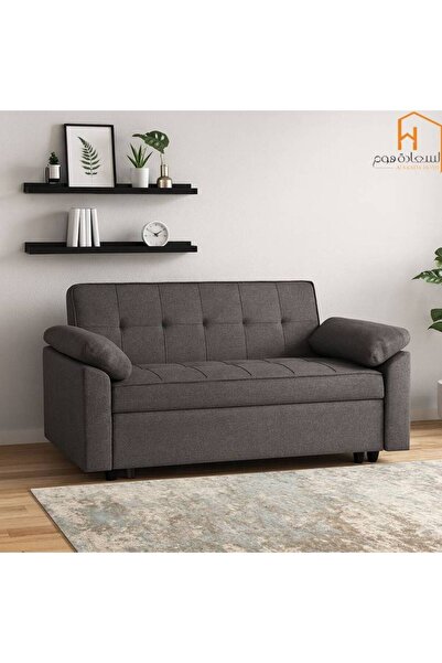 Al Saada Home Triple Bouclé Sofa - Dark Gray