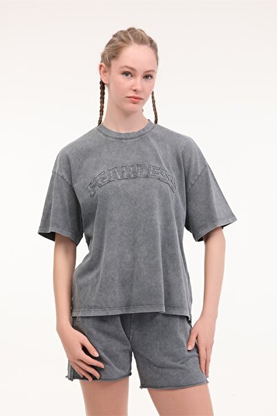 lumberjack WL GALE 11SY788 5FX Γκρι γυναικείο κοντομάνικο μπλουζάκι