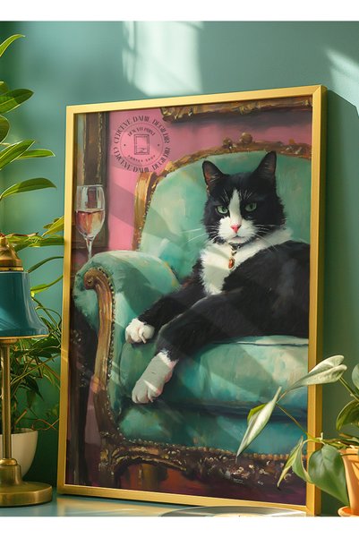 DES VU PRINT Kedi Temalı Çerçevesiz Poster, Kedi Posteri, Hayvan Temalı Poster