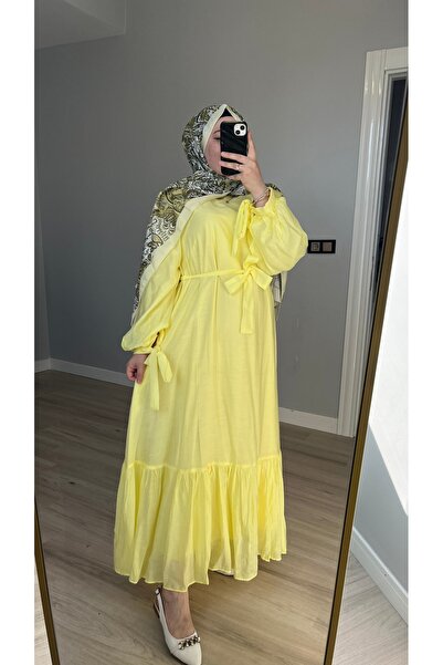 ZAMANE Kadın Kuşak Detaylı Pembe Elbise