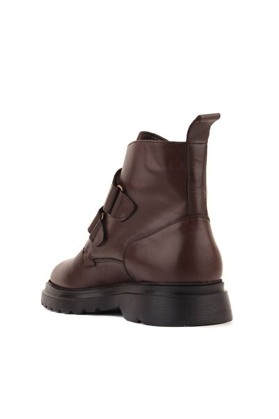 SailLakers - Καφέ Δερμάτινες Ανδρικές Μπότες με Velcro Eva Sole 102-3657-H1085