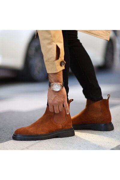 SailLakers - Tan Suede Leather Men's Chelsea Boots 102-8012-H1085