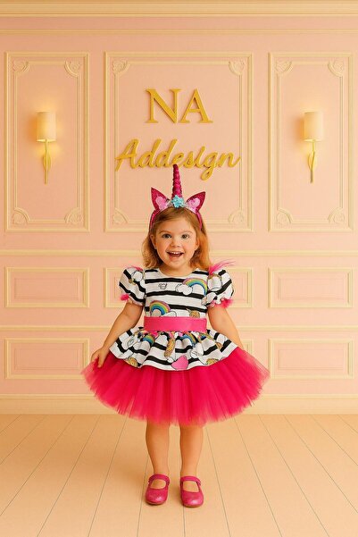NA ADDESIGN Kız Çocuk Unicorn My Little Pony Tüllü Kabarık Elbise