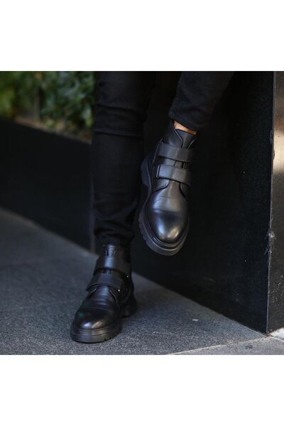 SailLakers - Siyah Deri Cırtlı Eva Taban Erkek Bot 102-3657-H1085