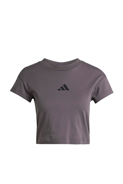 adidas Fı Small Logo Bb Women's Gray Round Neck T-Shirt
