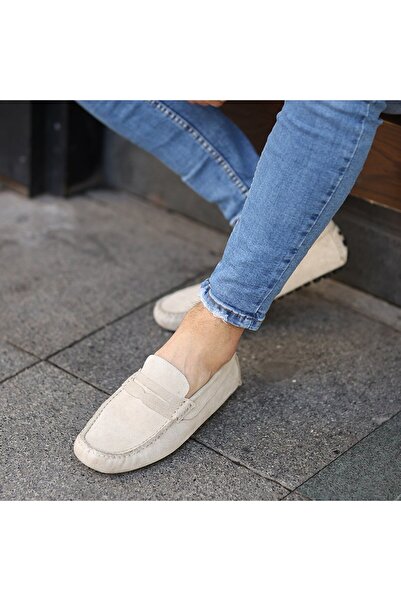 SailLakers - Beige Suede Leather Men's Loafer Shoes 101-6055-11169