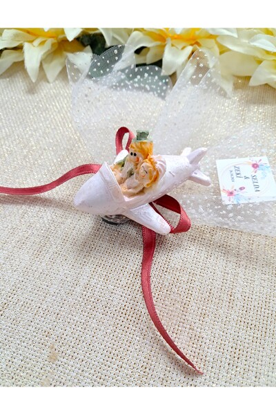 Murat Süs Polyester Uçakta Gelin Damat -magnet-kına - Düğün Nişan - Nikah Şekeri